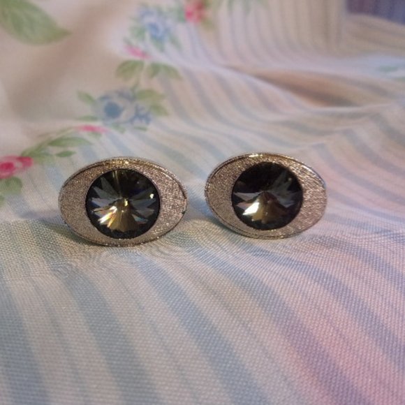 Shields Other - Vintage Shields Silver Tone Blue Stone Cuff Links